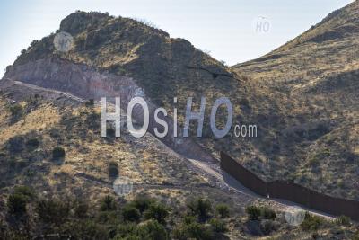 Border Fence In Guadalupe Canyon - Aerial Photography