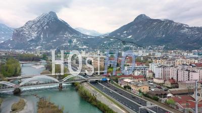 Grenoble From The Heights Of Drac - Video Drone Footage