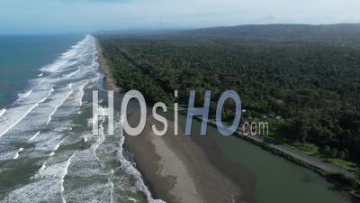 Estuary Of The Rio Bananito River In The Province Of Limon, Costa Rica - Video Drone Footage