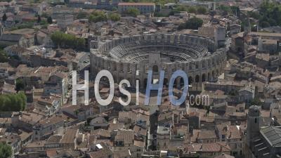 Arles, The City Center With The Arena, Roman Amphitheater, Bouches Du Rhone, France - Video Drone Footage