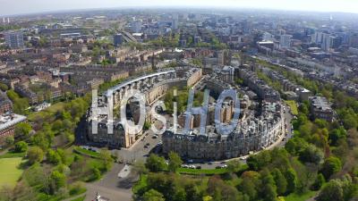 Aerial Footage Of Historic Townhouses In Park Terrace And Park Circus In Glasgow, Scotland - Video Drone Footage