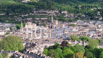 Establishing Aerial View Shot Of Bath Uk, Somerset, England United Kingdom Day - Video Drone Footage