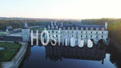 Chenonceaux, Chenonceau Castle With Gardens, France - Drone Point Of View
