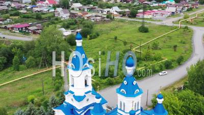 Temple In The Name Of The Holy Great Martyr Catherine. City Of Alapaevsk. Russia - Video Drone Footage