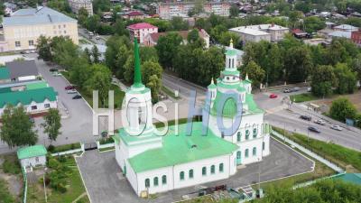 Holy Trinity Cathedral. City Of Alapaevsk. Russia - Video Drone Footage