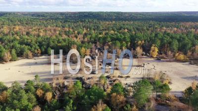 Fontainebleau Forest In Autumn, France - Drone Point Of View