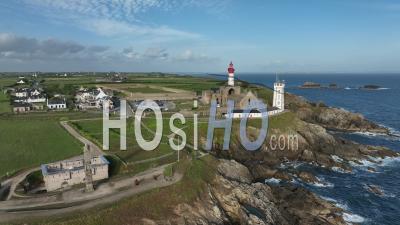 The Pointe Saint Mathieu And The Pointe Of Penzer In Le Conquet, Brittany, France - Video Drone Footage