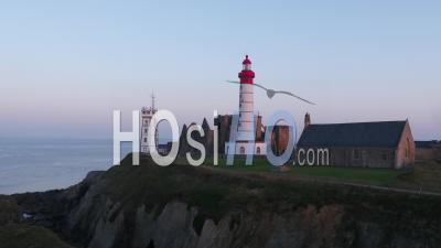 The Pointe Saint Mathieu Lighthouse And Abbaye Ruines At Sunrise