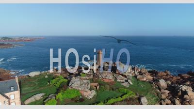 The Lighthouse Of Mean Ruz Ploumanac H In Perros Guirec Seen By Drone