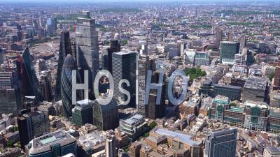 City Of London To Liverpool Street Station Filmed By Helicopter