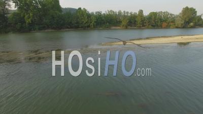 Garonne River At Dusk - Video Drone Footage