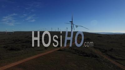 Wind Turbines Farm - Video Drone Footage