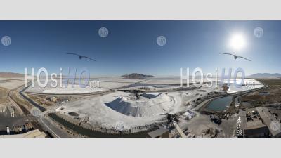 Salt Harvesting From Great Salt Lake - Aerial Photography