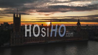 Westminster, Parlement Britannique, Vue Aérienne Prise De Vue De Londres Royaume-Uni, Royaume-Uni Superbe Coucher De Soleil - Vidéo Par Drone