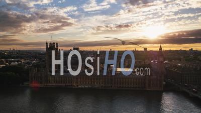Westminster, Parlement Britannique, Vue Aérienne De Londres, Royaume-Uni, Royaume-Uni Coucher De Soleil - Vidéo Par Drone