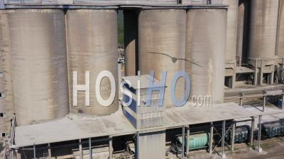 Flying Over The Cement Manufacturing Plant - Video Drone Footage