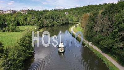 Canal Du Nivernais In Burgundy, Merry Sur Yonne, Yonne, France - Drone Point Of View