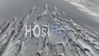 Crevasses On Alpine Glacier - Video Drone Footage