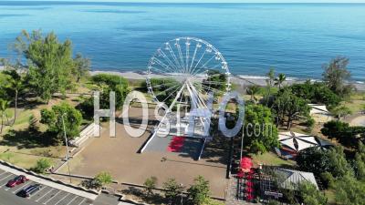 Ferris Wheel On St Paul's Seafront, Drone Point Of View, Part2