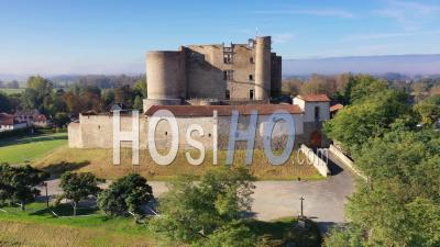 Chateau Of Montrond, Montrond Castle, Montrond-Les-Bains, Loire Department, France - Drone Point Of View