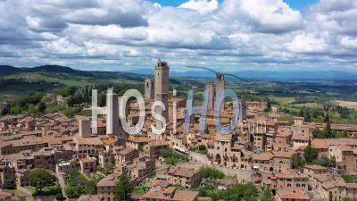 Italy, Tuscany, Val D'elsa, San Gimignano, Unesco World Heritage Site - Video Drone Footage