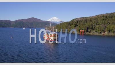 Lake Ashinoko, Fuji-Hakone-Izu National Park, Hakone, Honshu, Japan - Video Drone Footage