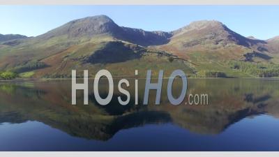 Lake Buttermere, Lake District National Park, Cumbria, England, United Kingdom - Video Drone Footage