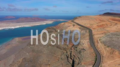 Spain, Canary Islands, Lanzarote, Isla Graciosa From Mirador Del Rio - Video Drone Footage