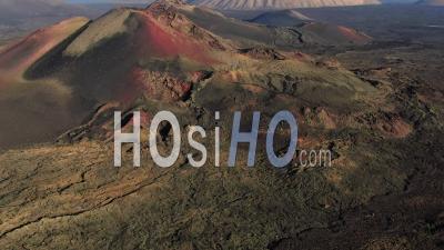 Spain, Canary Islands, Lanzarote, Volcanos In Timanfaya National Park - Video Drone Footage