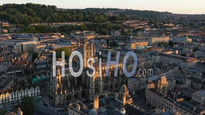 Georgian City Of Bath And Bath Cathedral, Somerset, England - Video Drone Footage
