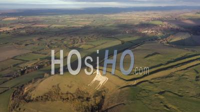 White Horse Near Westbury, Wiltshire, England - Video Drone Footage