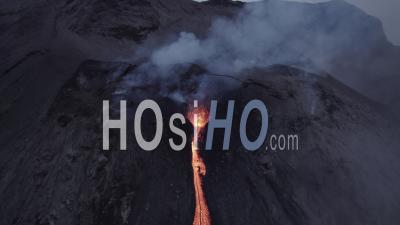 Stromboli Volcanic Eruption With Lava Flow And Explosion - Video Drone Footage