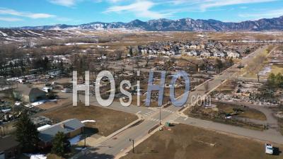 2022 - Aerial Louisville, Colorado, Houses And Neighborhoods In Ruin Following The Marshall Fire In Boulder County, Colorado - Video Drone Footage