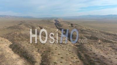Aerial Over The San Andreas Earthquake Fault On The Carrizo Plain In Central California - Video Drone Footage