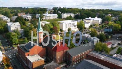 2022 - Good Aerial Shot Of Staunton, Virginia And Mary Baldwin University Campus - Video Drone Footage