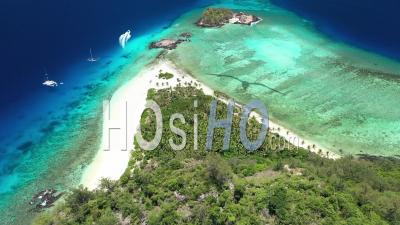 An Aerial View Shows Monuriki Island, Fiji - Video Drone Footage