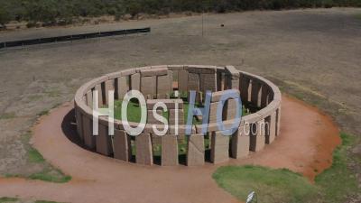 2020 - Excellent Aerial Shot Of A Man Sitting At The Stonehenge Replica In Esperance, Australia - Video Drone Footage