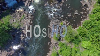 Panning Aerial Of Esopus Creek Falls On The Hudson River In The Catskill Region Of New York - Video Drone Footage