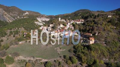 Théus, Mountain Village (perched Village) In The Hautes-Alpes, Viewed From Drone
