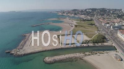 Marseille, Prado Beach, Bouches-Du-Rhone, France - Video Drone Footage