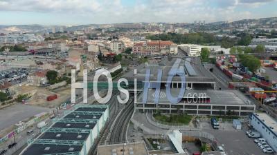 Geze Metro Station In The Arnavaux District Of Marseille, Bouches-Du-Rhone, France - Video Drone Footage