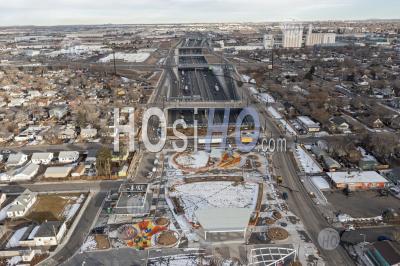 Park Built Above Denver Highway - Aerial Photography