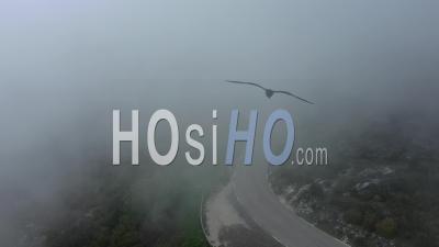 Andon, Road In The Mist, Monts D'azur Biological Reserve, Alpes-Maritimes, France - Video Drone Footage