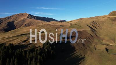 Col Du Joly Between Savoie And Haute-Savoie, France, Viewed From Drone