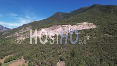 Pink Marble Quarry (limestone With Ammonites) Of Guillestre, Hautes-Alpes, France, Viewed From Drone