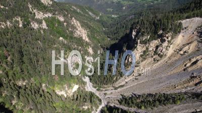 Valley And Forest Of The Boscodon Torrent, Hautes-Alpes, France, Viewed From Drone