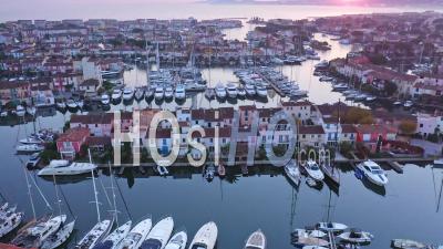 Port Grimaud, Lacustrian Town With The Marina, Gulf Of Saint Tropez, Grimaud, Var, France - Drone Point Of View