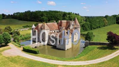 Buranlure Castle, Boulleret, Berry, Cher, France - Drone Point Of View
