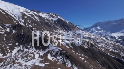 Mountainous Massif At The End Of Winter In The Romanche Valley, Hautes-Alpes, France, Viewed From Drone