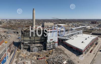 Demolition Of Detroit Incinerator - Aerial Photography